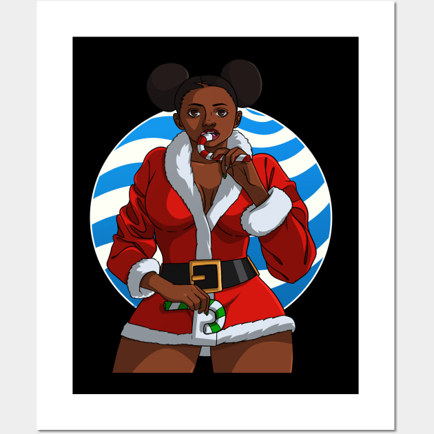 Black Santa Claus Gangster Christmas Wall Art by Noseking